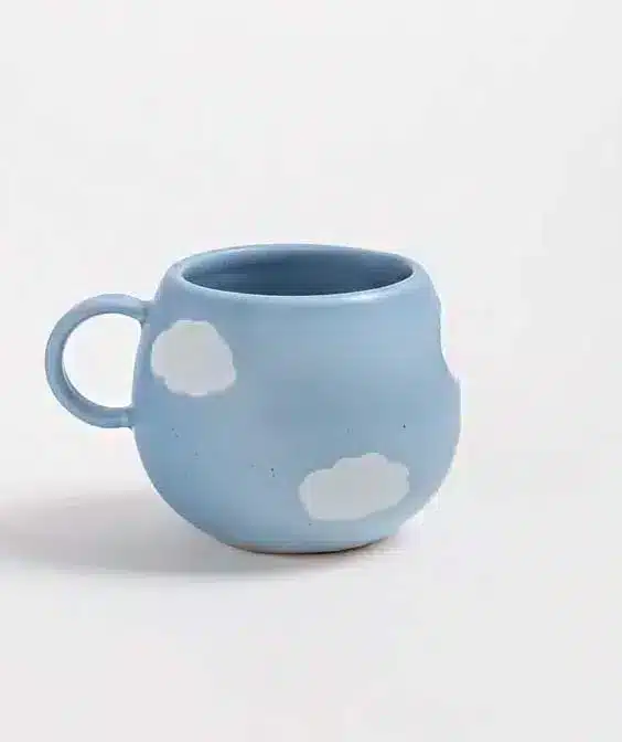 blue handmade ceramic mug