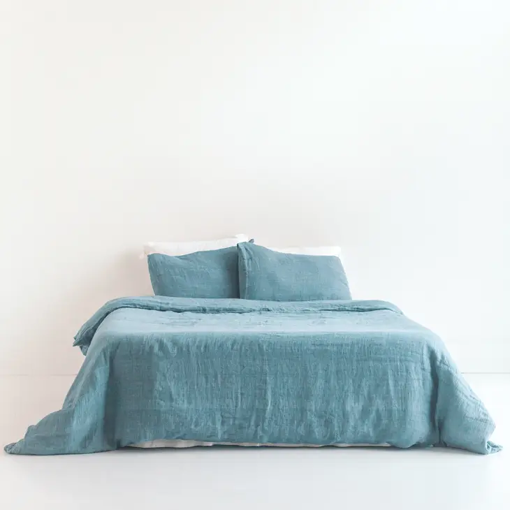 Luxury Linen Duvet Set 1 blue linen duvet set