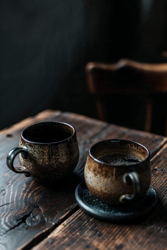 Ceramic Dinnerware | The Pros and Cons of Everyday Use in 2024 3 a nice arrangement of handcrafted ceramic cups or bowls in warm, natural tones. The rustic wood surface they are displayed on complements the earthy aesthetic.