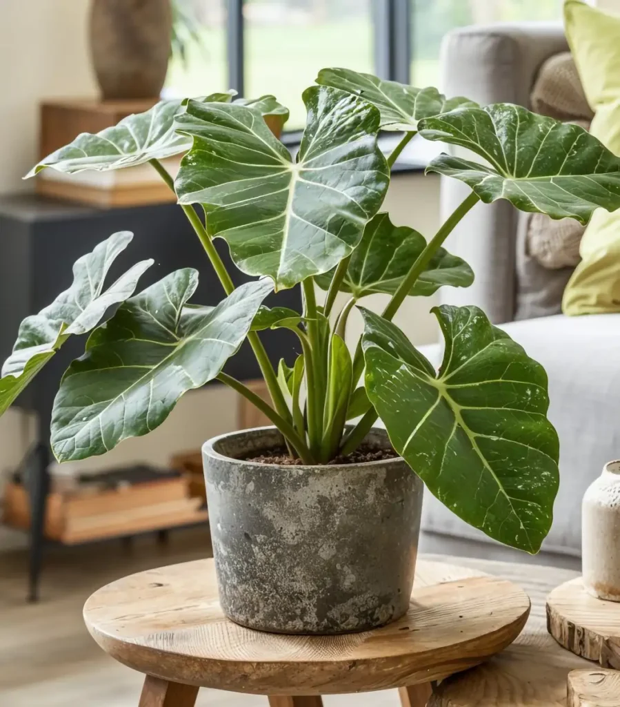17 Tropical Indoor Plants You Can Successfully Grow Indoors 10 Alocasia on wooden table
