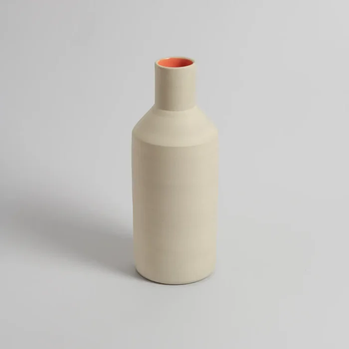 Natural Vase L Orange - Handmade Stoneware on white background