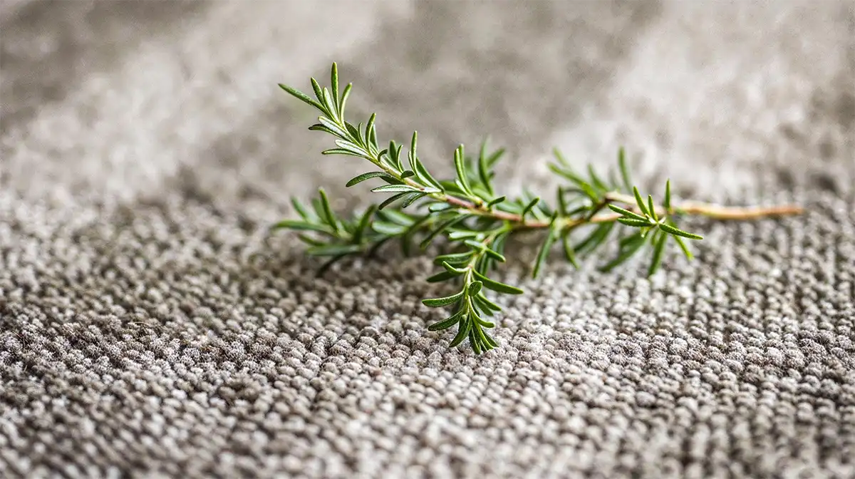 Natural Ways to Deodorize Carpets and Rugs: A Complete Guide 1 Natural Ways to Deodorize Carpets and Rugs. sprig of rosemary on carpet.