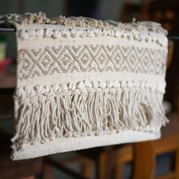 Oasis Boho Textured Neutral Table Runner (14 x 72 Inch)