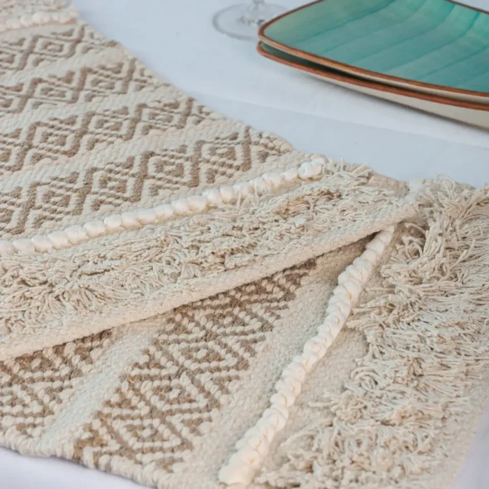 beautiful cotton white and beige placemats