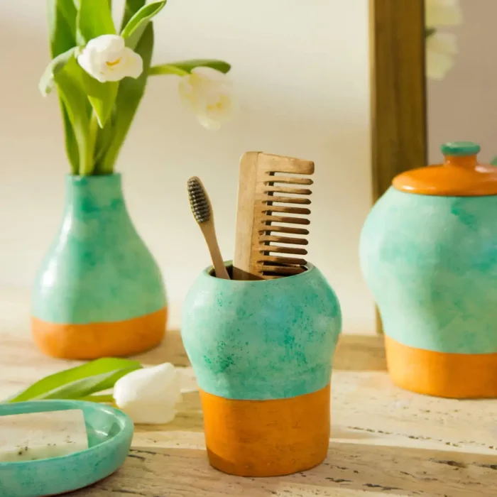 Washed Verdigris Toothbrush Holder washed verdigris toothbrush holder