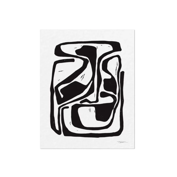 black and white bauhaus art print Bauhaus art print featuring a bold, black and white abstract composition with curving lines and shapes.