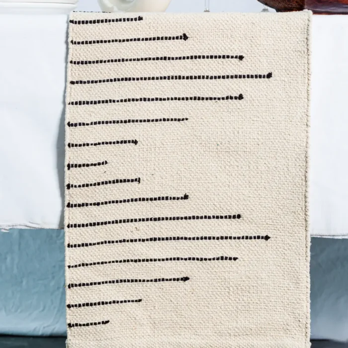 black and white table runner closeup black and white table runner