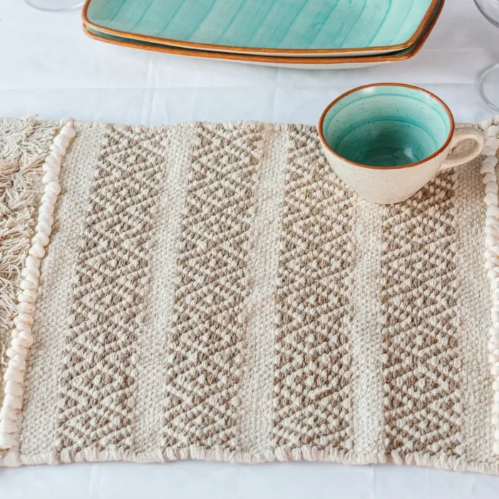 cotton placemats set of 2 beige cotton placemats set of 2 lifestyle view
