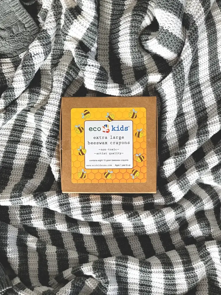 Eco Kids Beeswax Non-Toxic Crayons - Extra Large Case 5 lifestyle view. a box of the eco kids beeswax non toxic crayons