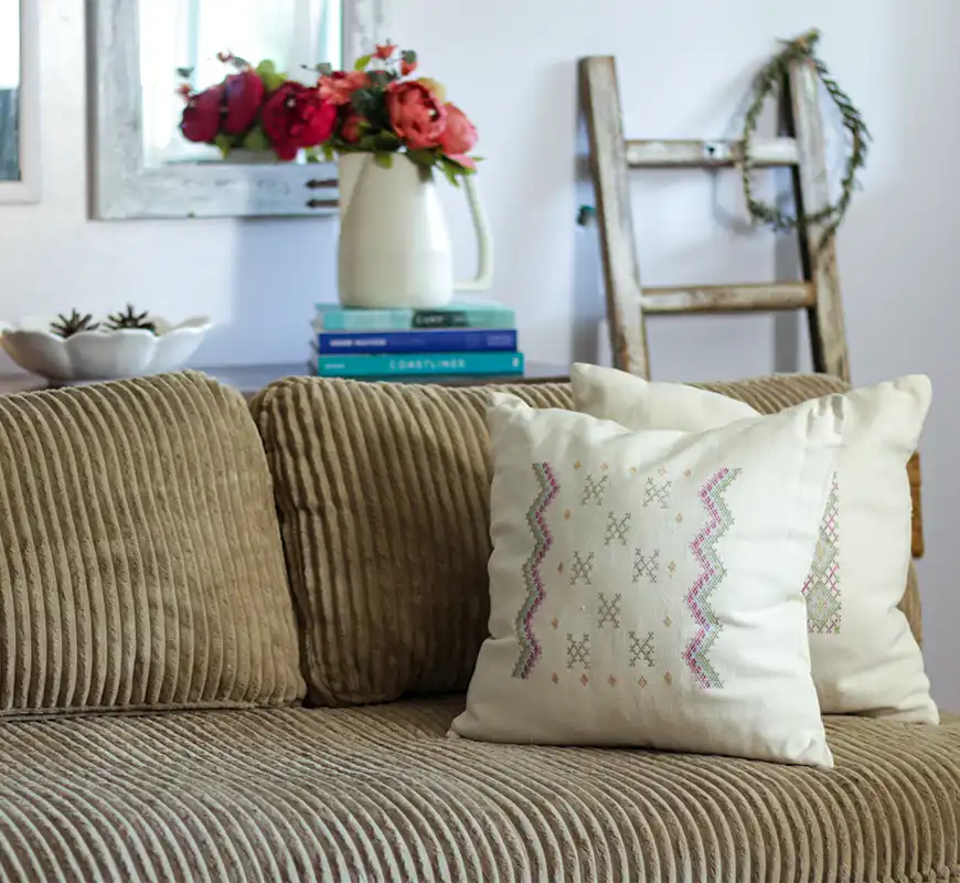 Embroidered Pillow - 100 Percent Cotton 5 embroidered cushions