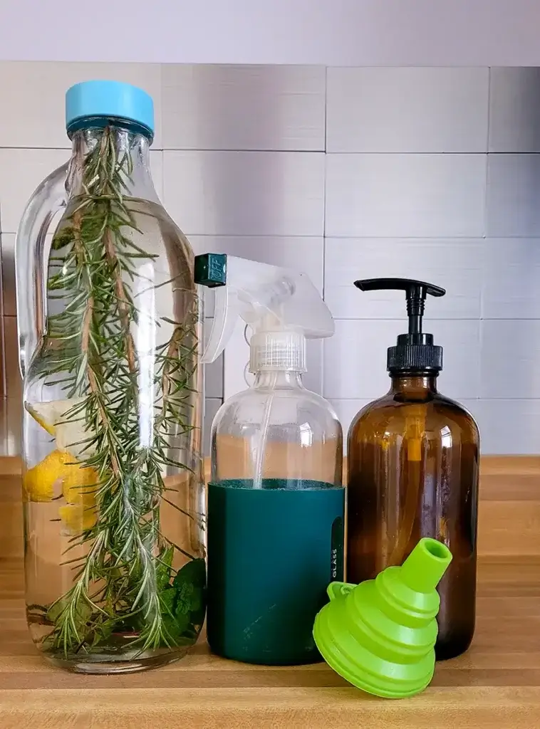 Natural Cleaning Products: A Beginner's Guide to Eco-Friendly Home Care 2 homemade Natural Cleaning Products on countertop