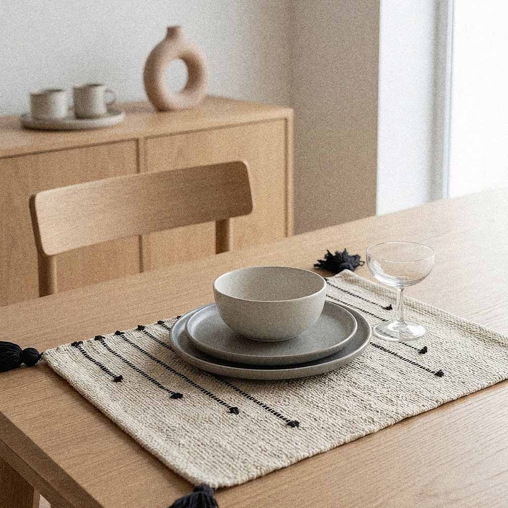 Cotton Placemats for Dining Table | Threadwork in Cream and Black | Set of 2 5 Cotton Placemats for Dining Table | Threadwork in Cream and Black | Set of 2 - Image 5