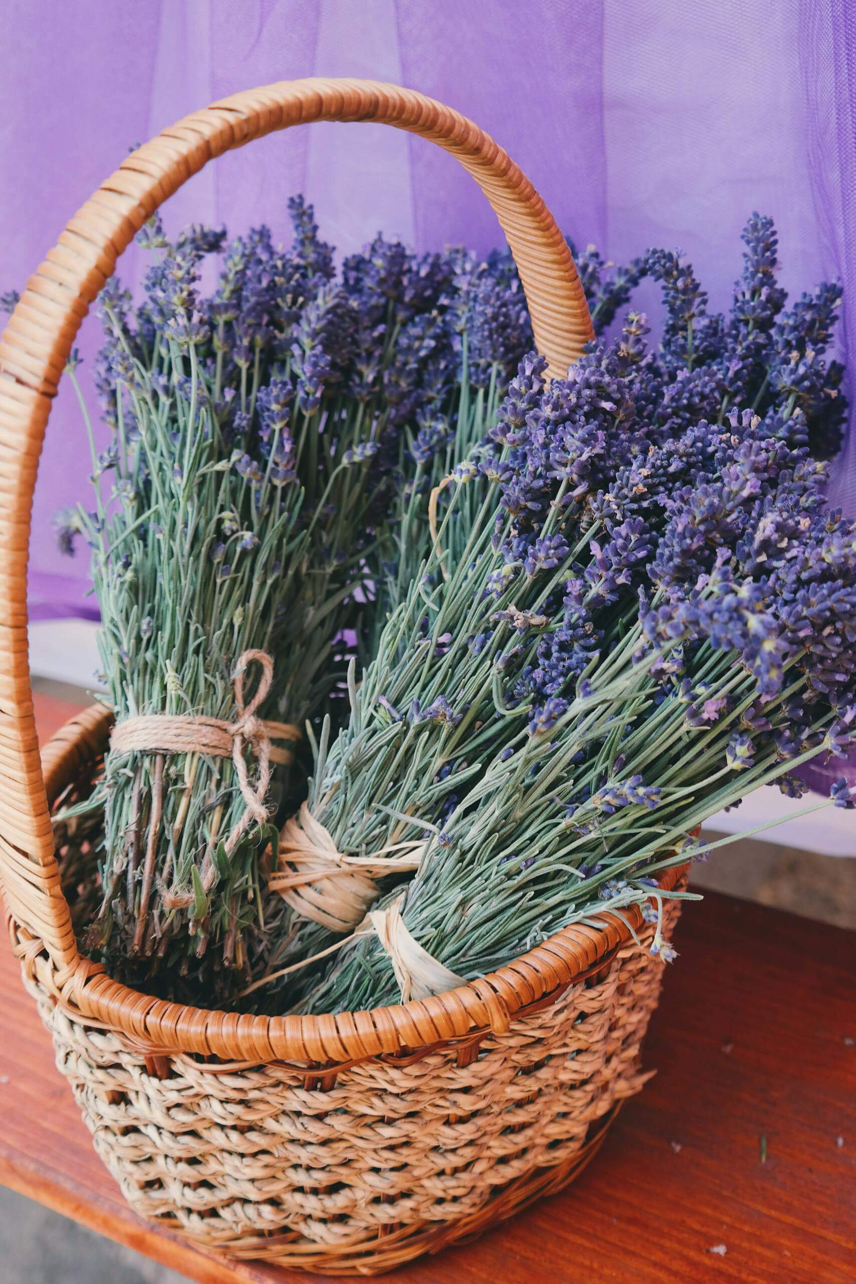 Natural Ways to make your house smell good Year-Round 1 Lavender Flowers in Woven Basket