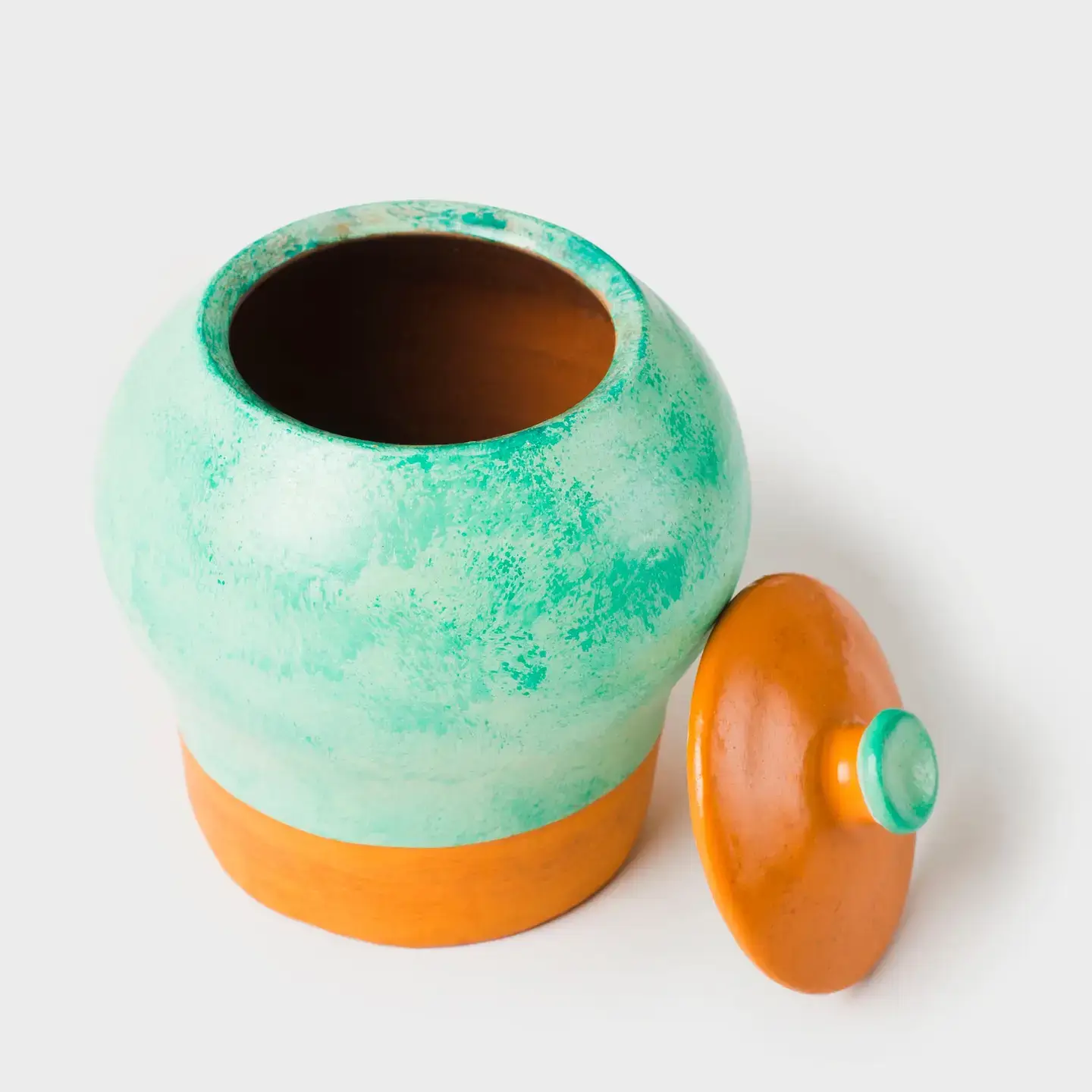 Washed Verdigris Lidded Ceramic Container 3 terracotta container