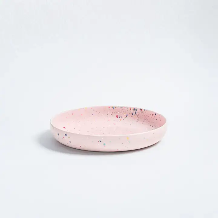Handmade Ceramic Low Pasta Bowls (Set of 4), Egg Back Home 3 Pink low Pasta Bowls
