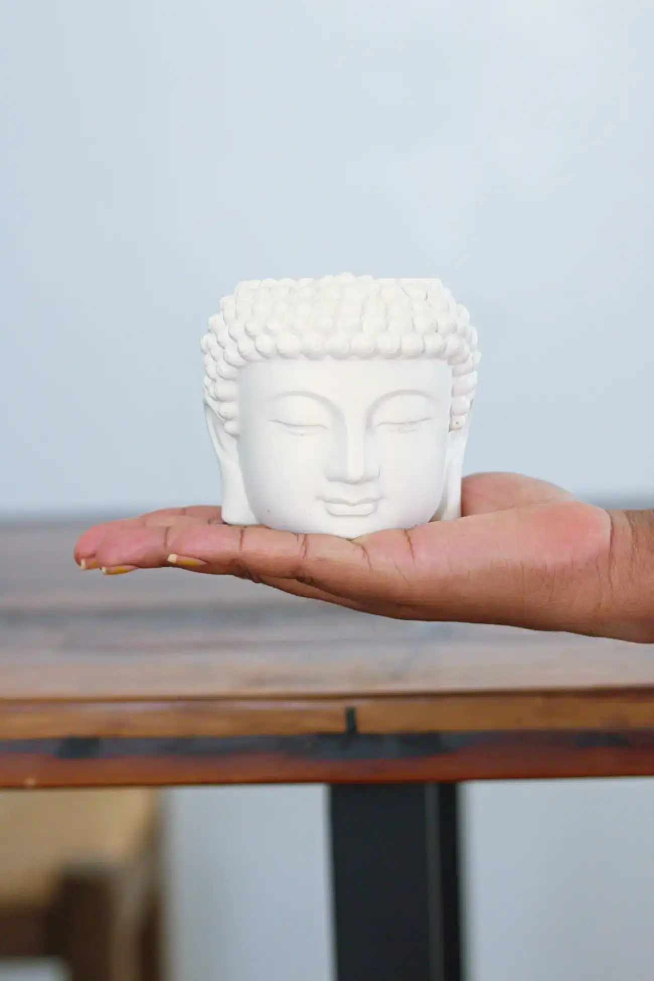White Buddha Candle, Scented Wood Wick Soy Candle 1 buddha head candle. Buddha Candle