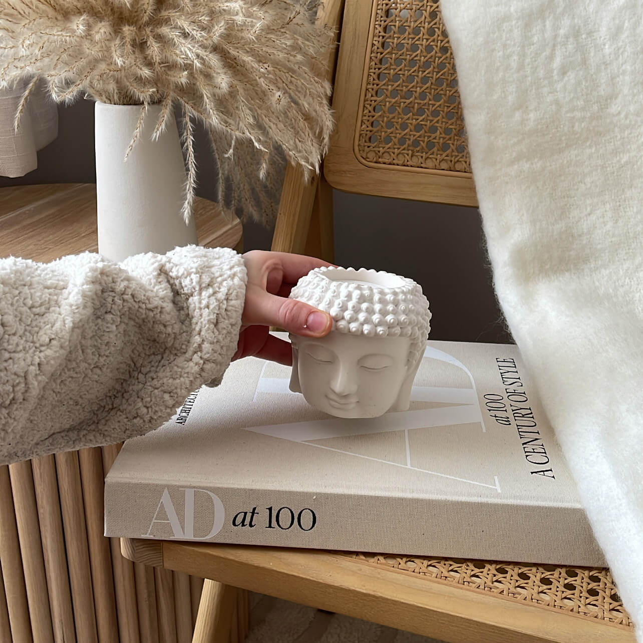 White Buddha Candle, Scented Wood Wick Soy Candle 3 White Buddha Candle, Scented Wood Wick Soy Candle - Image 3