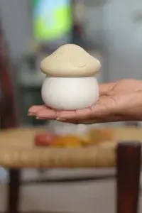 White Ceramic Mushroom Candle- 3OZ 5 ceramic mushroom candle holder