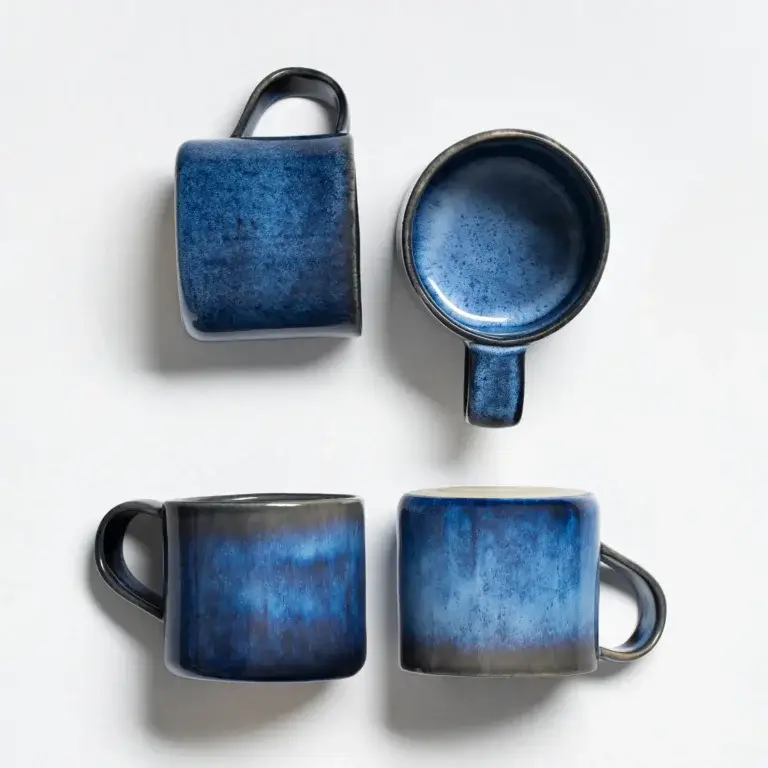 Thoughtfully Sourced, Responsibly Made: Home Decor Reimagined 5 Blue stoneware Mugs