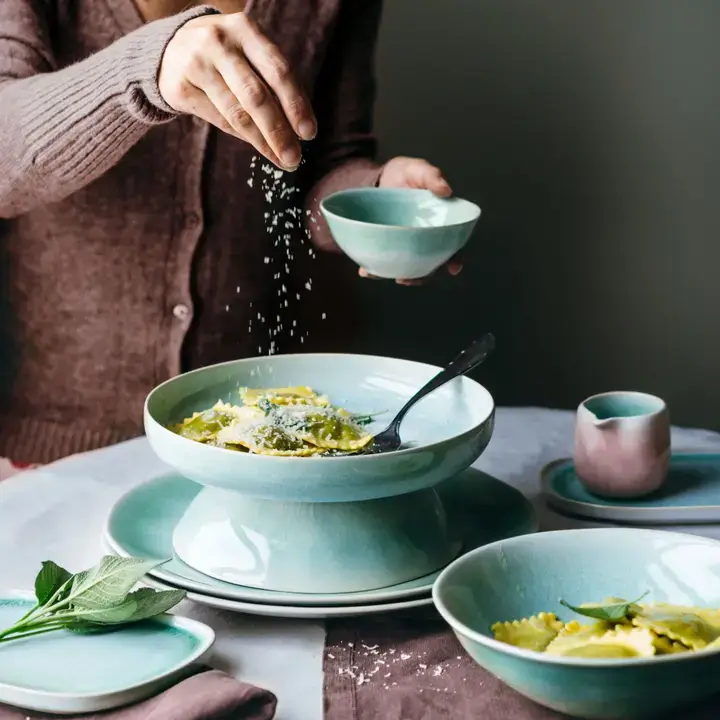Ceramic Caribbean Dinnerware Set – 12 Pieces Green Ceramic Set