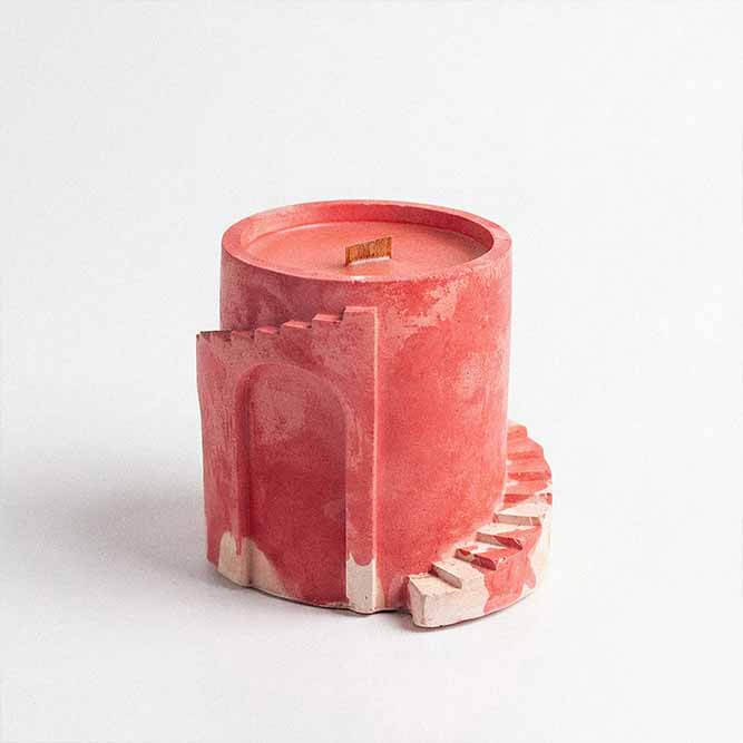 lemon ginger scented candle on white background