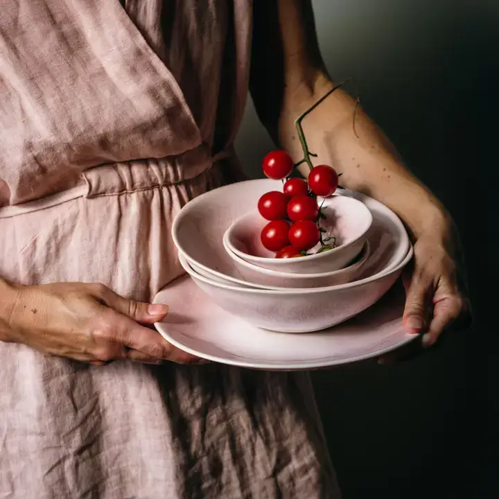 Thoughtfully Sourced, Responsibly Made: Home Decor Reimagined 6 New Light Pink 12-Piece Dinnerware Set