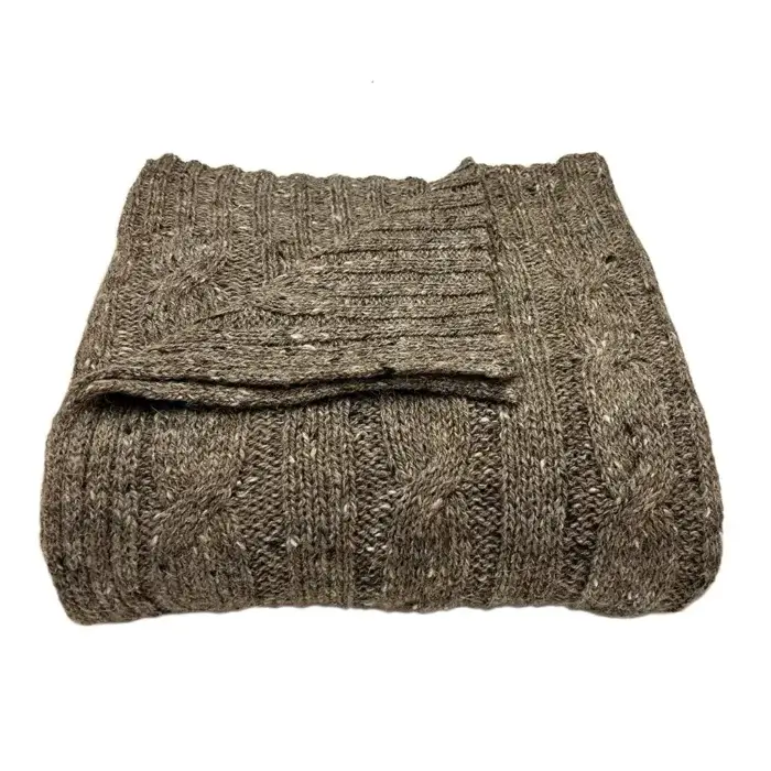 Mocha Cable Knit Alpaca Throw