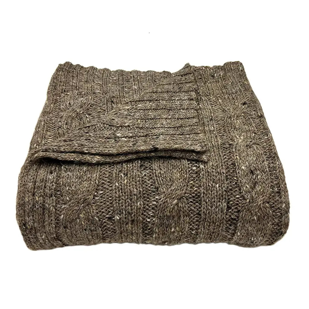 Cable Knit Alpaca Throw Blanket | Mocha Warm Throw Blanket 1 Mocha Cable Knit Alpaca Throw